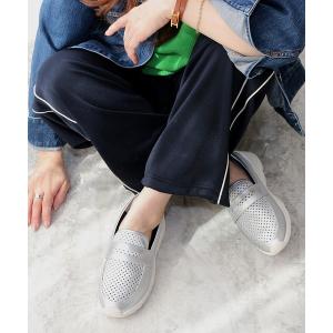 スリッポン パンチングローファー厚底スリッポン「低反発スポンジ入り」 レディース