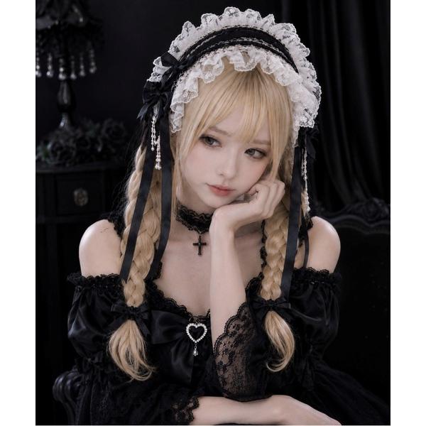 カチューシャ 「Bls」「ZA」「Bling Leads」編み上げレース ヘッドドレス