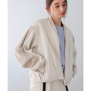 ブルゾン アウター ポンチ袖チュールタックブルゾン レディース