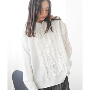 ブラウス シャツ 入学式 タキシードフリルブラウス レディース