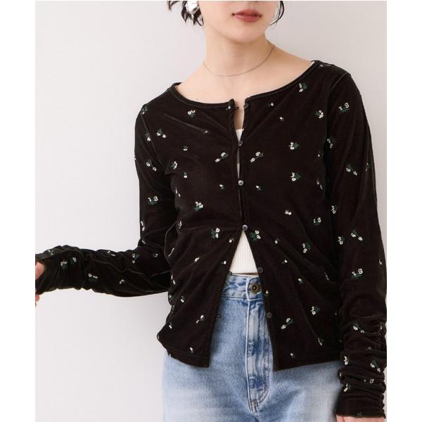 カーディガン フロッキーチュール刺しゅうカーディガン/2WAY レディース