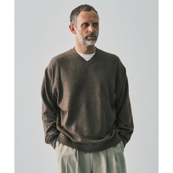 セーター ニット 「ATON / エイトン」LINEN SHORT FUR V-NECK SWEAT...