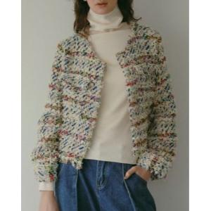 「AMAIL」 ノーカラージャケット FREE クリーム レディース