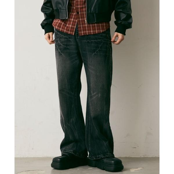 ジーンズ Crushed Washed Straight Denim Pants / クラッシュウォ...