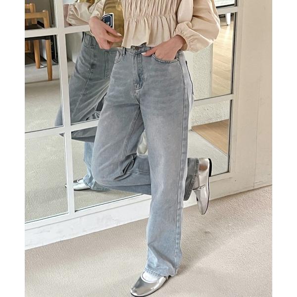 「by muni:r」 デニムパンツ MEDIUM ライトブルー レディース