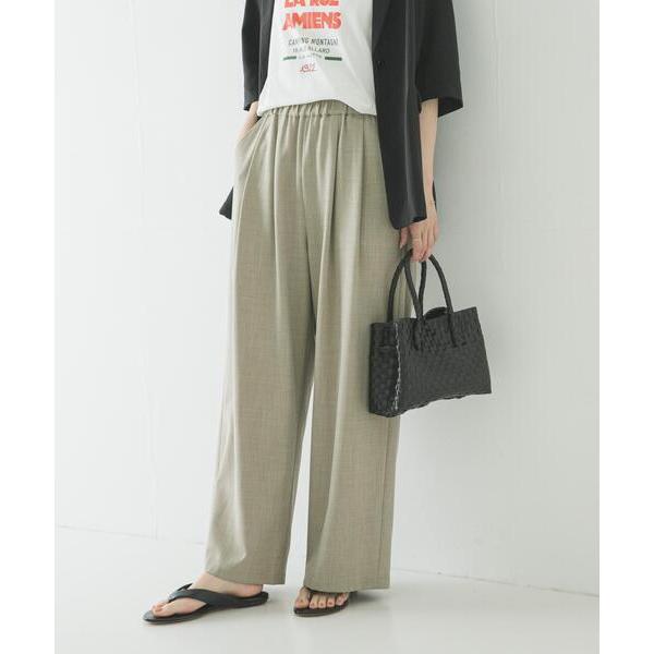 パンツ 「3サイズ展開」「イージーケア」タックギャザーストレートパンツ レディース