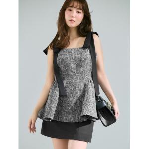 tシャツ 「WEB限定」リボンペプラムトップス／ウォッシャブル レディース