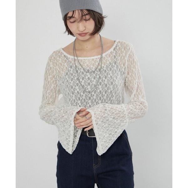 tシャツ 「レディライクなきこなしに」レースフレアー袖プルオーバー レディース