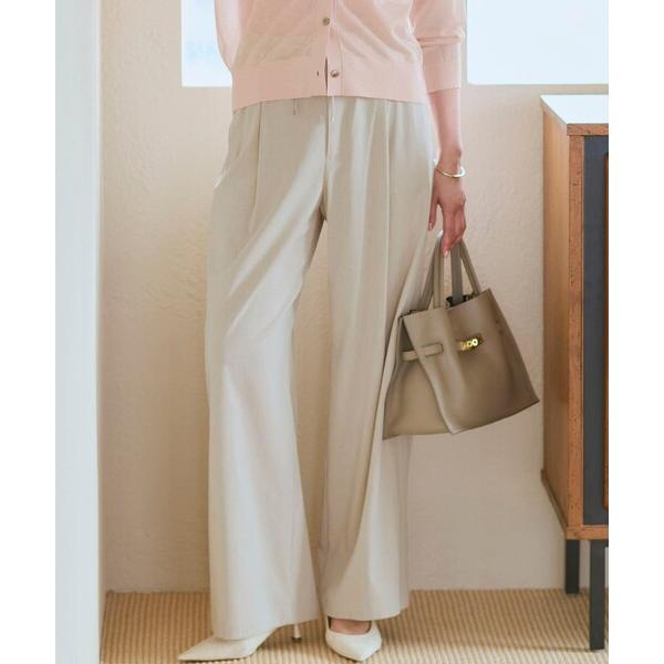 パンツ ナチュラルスラブストレッチ ワイドパンツ レディース