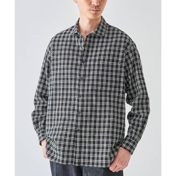 シャツ コットンリネン ラウンド カラー シャツ メンズ レディース