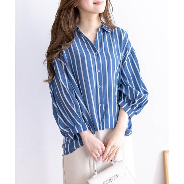 ブラウス シャツ バックスピンドル裾タック七分袖ブラウス「オフィスカジュアル 着回し抜群 大人」 レ...