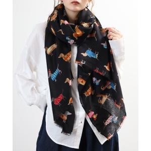 ストール マフラー ダックスフンドいっぱいショール レディースの商品画像