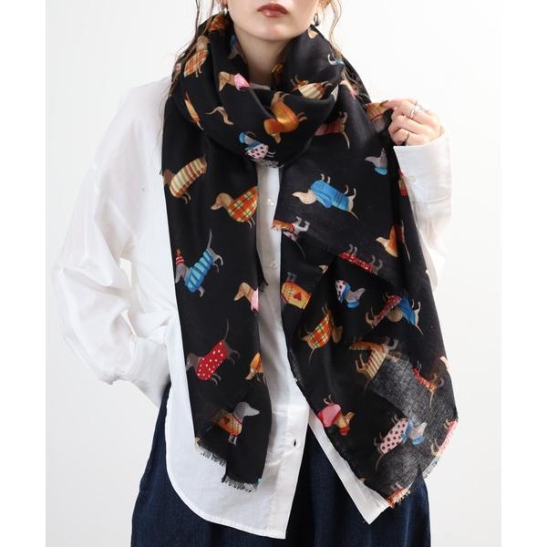 ストール マフラー ダックスフンドいっぱいショール レディース