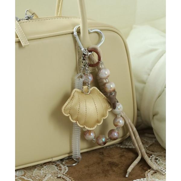 キーホルダー ハートカラビナシェルチャーム じゃらじゃらチャーム