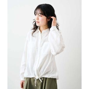 ブラウス シャツ リブ　イン　コンフォート　オーガニックコットン１００％　やわらかダブルガーゼ素材の長袖シャツ レディース