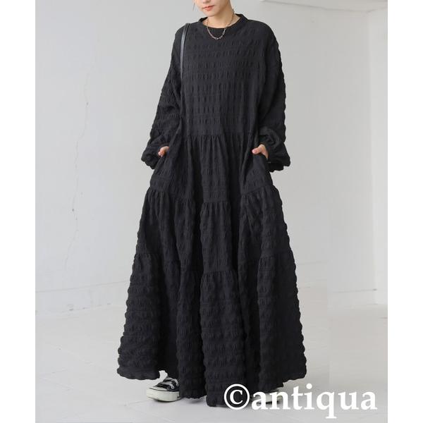 「antiqua」 長袖ワンピース R ブラック レディース