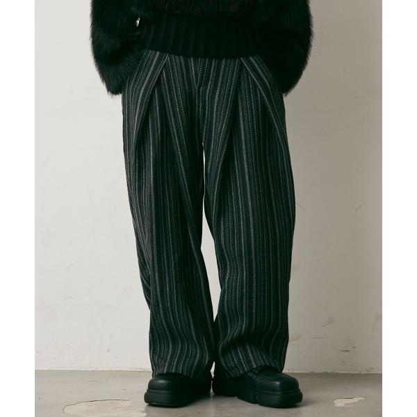 ワイドパンツ スラックス Stripe Wool Like Wide Slacks / ストライプウ...