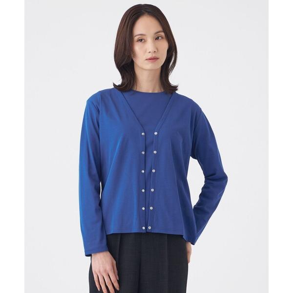 カーディガン 「接触冷感・ウォッシャブル」コットンフライスカーディガン レディース