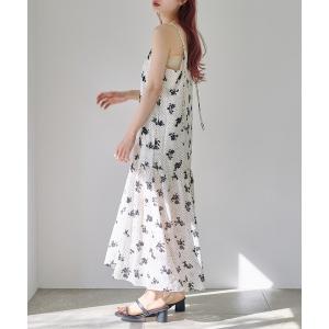 ワンピース 「2サイズ展開/低身長サイズ」ドットフラワーキャミワンピース