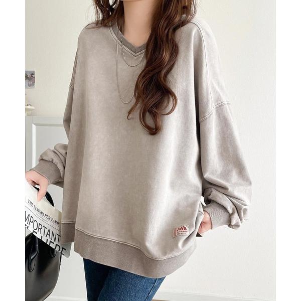 「Java」 長袖カットソー LARGE ライトグレー レディース