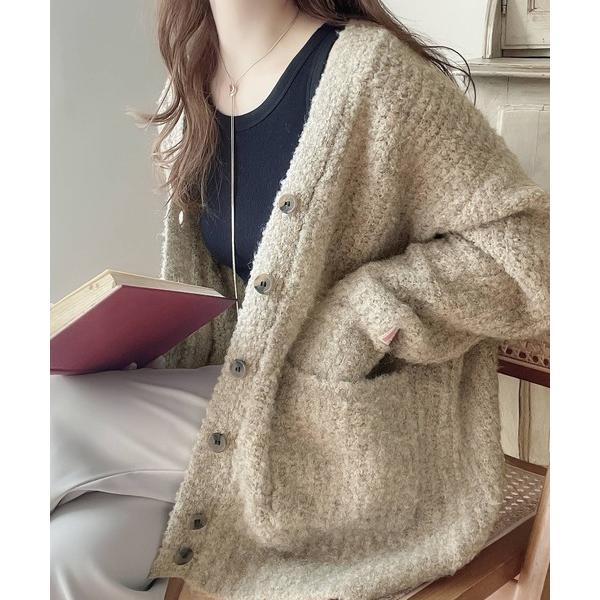 「Java」 ニットカーディガン LARGE ベージュ レディース