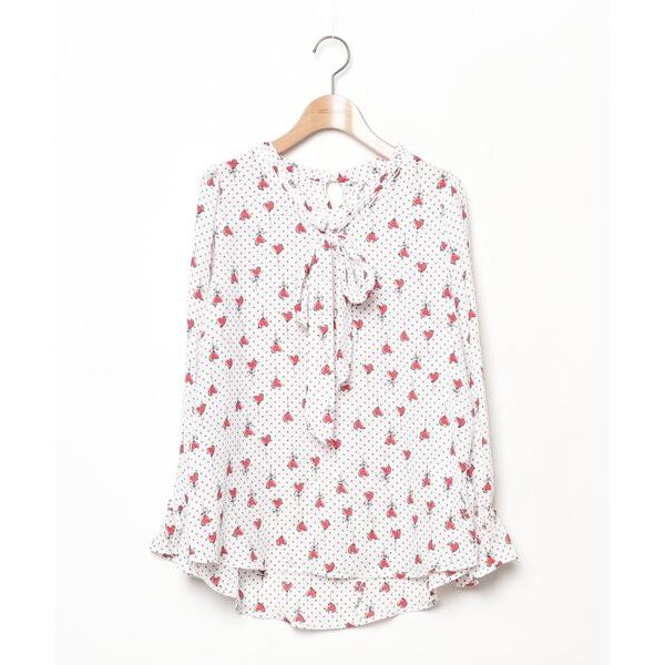 「&amp;LOVE」 長袖ブラウス M レッド レディース