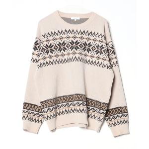 「GLOBAL WORK」 長袖ニット L ベージュ メンズ