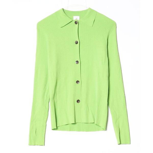 「6」 ニットカーディガン - ライム レディース
