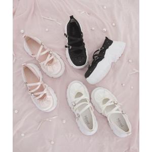 スニーカー キラキラサテンバレエスニーカー レディース