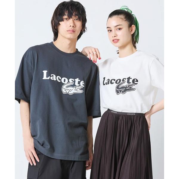 ラコステ tシャツ 「オンライン限定」LACOSTE オーバーサイズ ロゴプリント 鹿の子地Tシャツ...