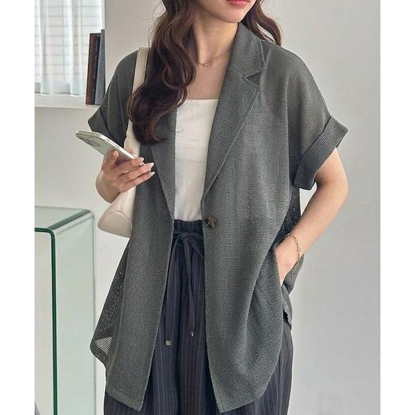 ジャケット テーラードジャケット メッシュフレンチスリーブテーラードジャケット レディース