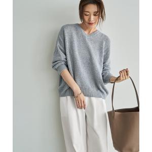 ニット セーター 微シアーシャリ感Vネックニット レディース