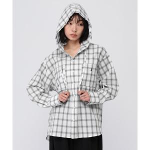 ブラウス シャツ 「UNISEX」ALAND／チェックフードシャツロングスリーブ レディース メンズ