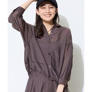 ブラウス シャツ 「接触冷感／洗える／2WAY」ドロスト付 シアーシャンブレーシャツ レディース