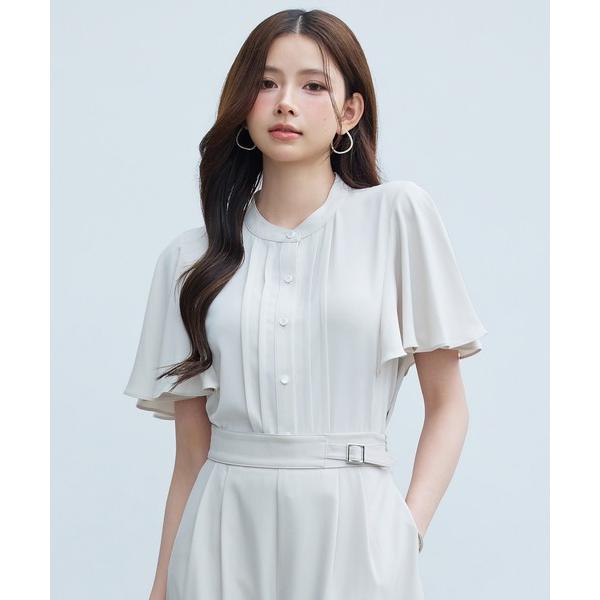 ブラウス シャツ 「2026SS新作」レーディス ブラウス 半袖 フレアスリーブ オフィスカジュアル...