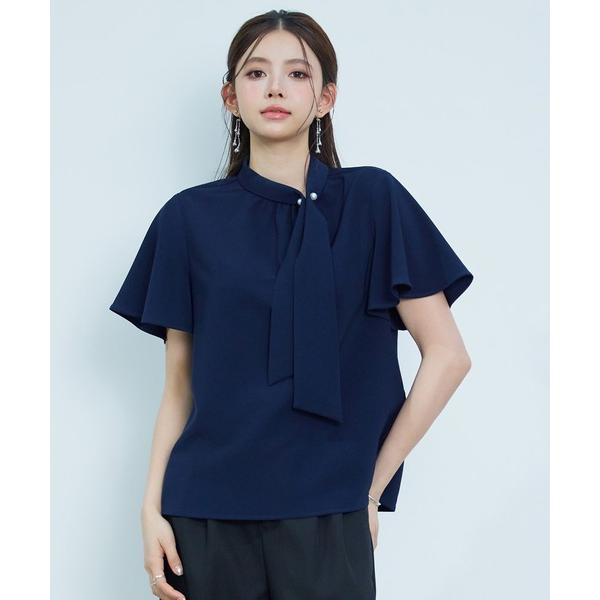 ブラウス シャツ 「2066SS新作」レーディス ブラウス パール スタンドカラー ボウタイ きれい...