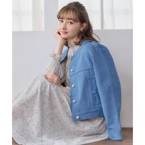 デニムジャケット gジャン 「洗える・綿100％」パール調ボタン デニムジャケット レディース