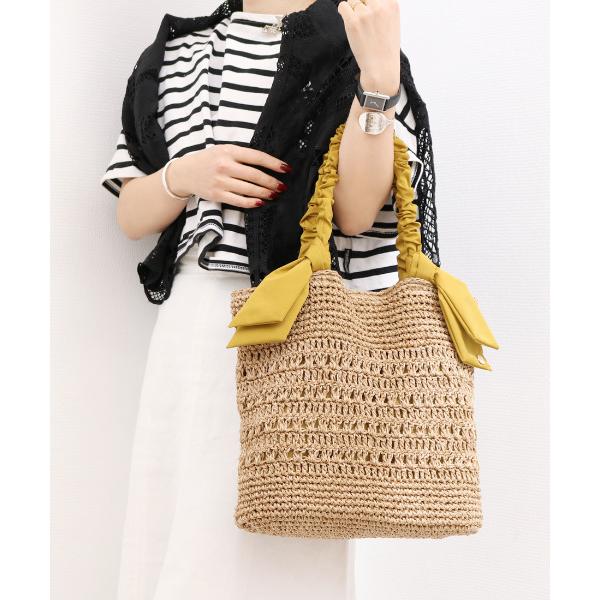 かごバッグ カゴバッグ カシュカシュ cachecache / 下がりリボン柄編みトート カゴバッグ