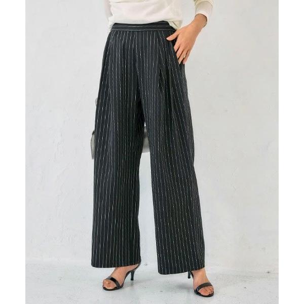 パンツ ツータックストライプワイドパンツ レディース