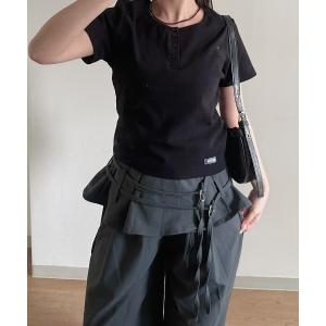 tシャツ ヘンリーネックピチT レディース