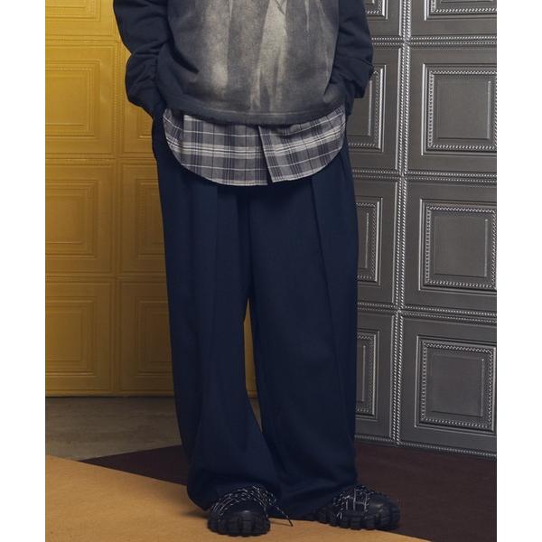 ワイドパンツ スラックス 「UNISEX」Clear Trichotine Two-tuck Pri...