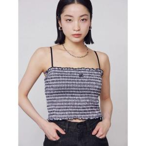 キャミソール シャーリングクロップキャミソール