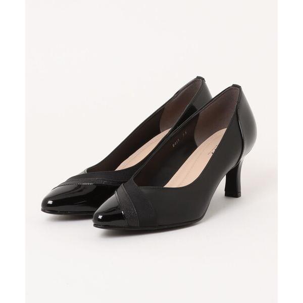 パンプス ポインテッドトゥ素材コンビパンプス