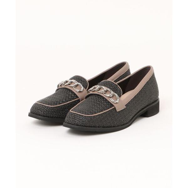 ローファー チェーンモチーフ雑材ローファー レディース