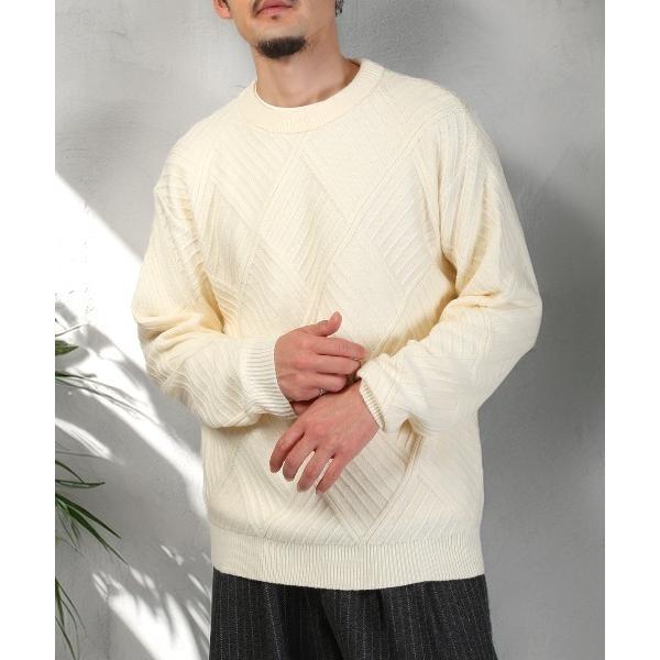 セーター ニット ダイヤモンドパターンジャガードニット メンズ レディース