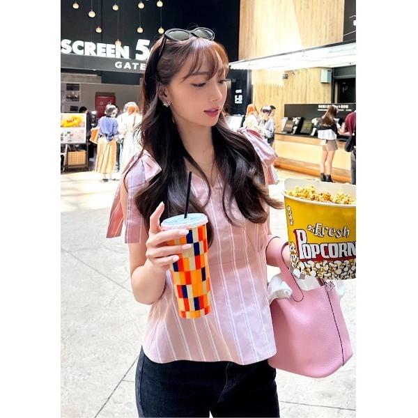 ブラウス シャツ Shoulder ribbon blouse レディース