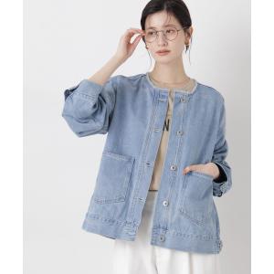 デニムジャケット gジャン ノーカラーデニムジャケット レディース