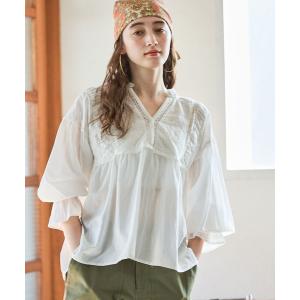 ブラウス シャツ スキッパーレースブラウス レディース