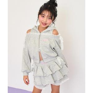 アンサンブル 肩アキパーカー×ティアードスカートセットアップ キッズ 子供服 女の子