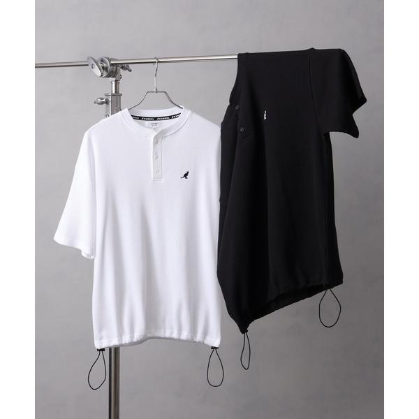 ヘンリーネック tシャツ 「KANGOL/カンゴール」別注 ワッフル ロゴ刺繍 ヘンリーネック Tシ...
